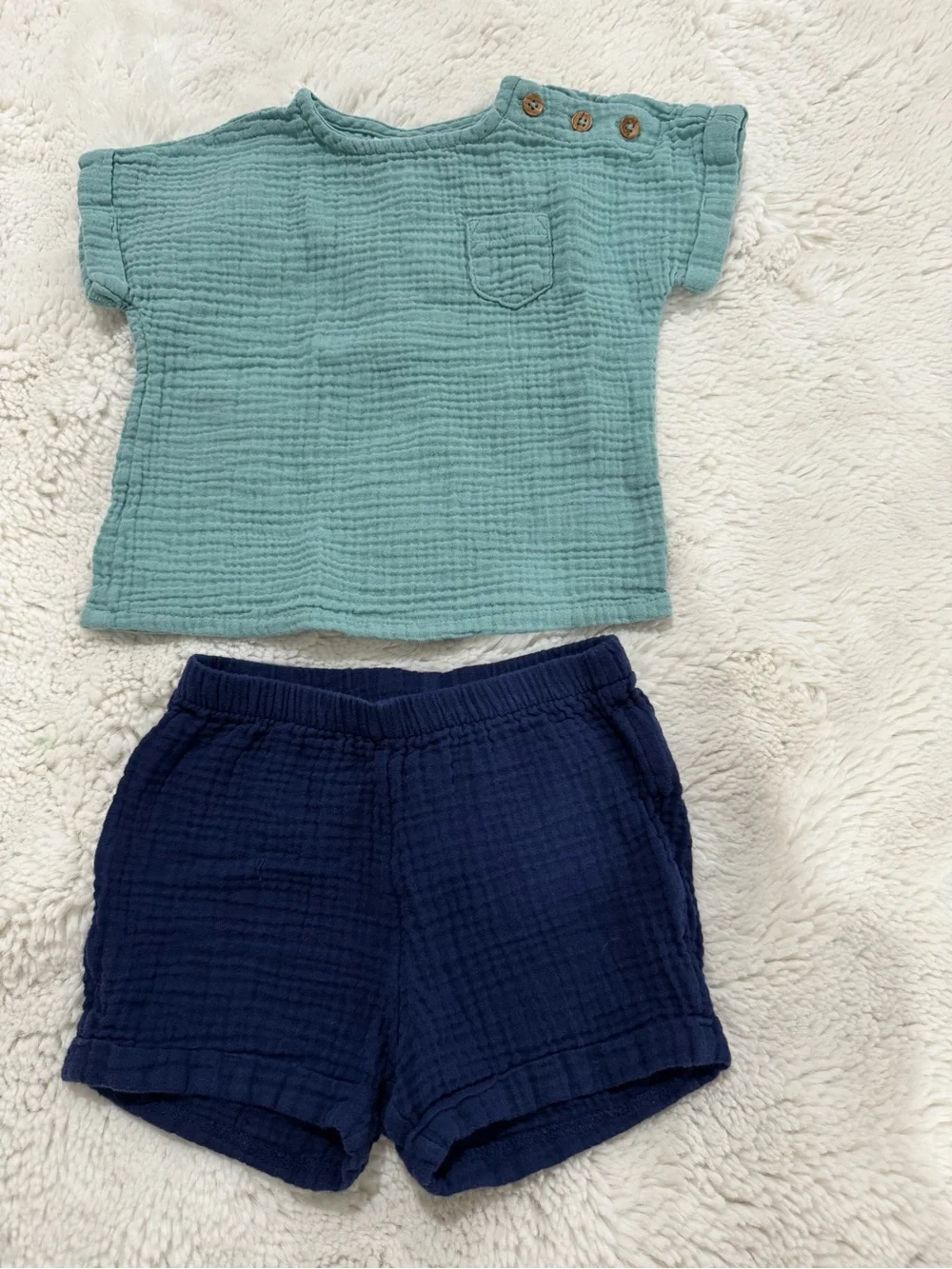 Cat & Jack Seafoam Top and Navy Shorts Two-Piece Set